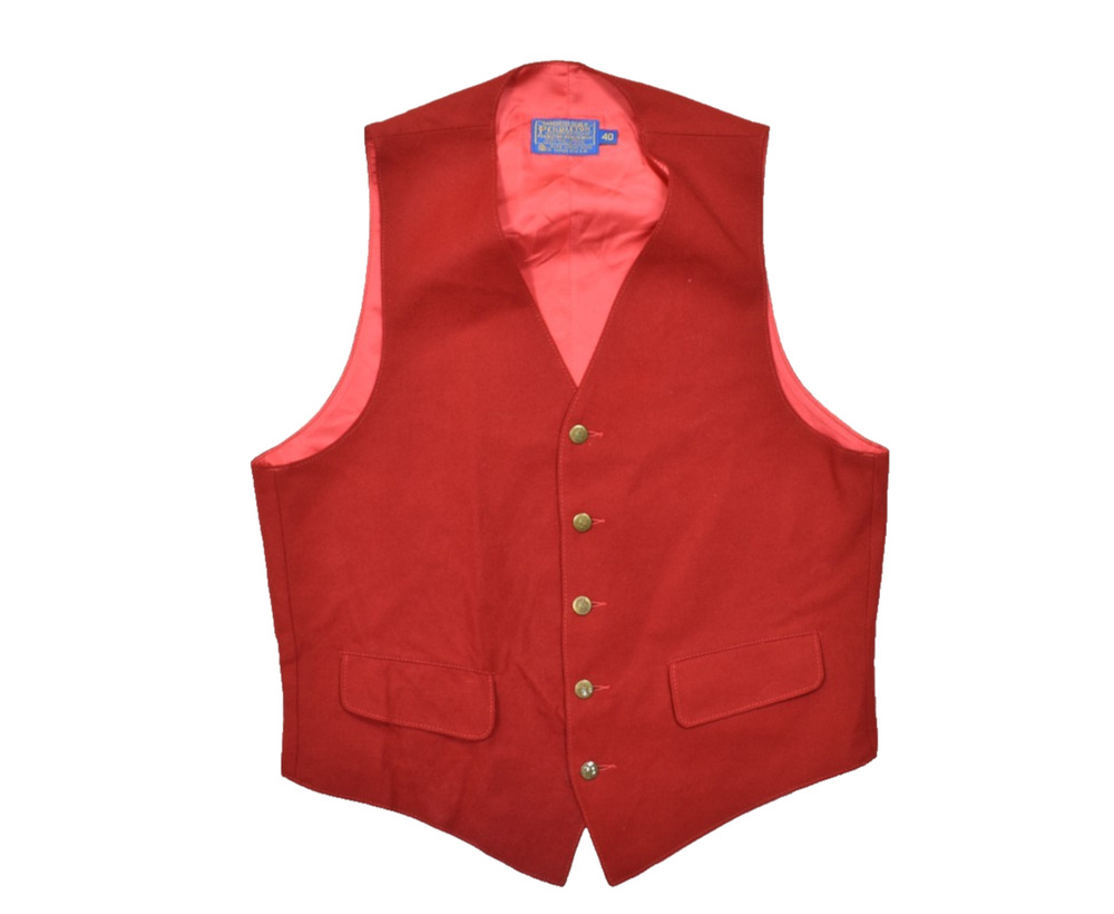 Pendleton Wool Vest Men 40 Red Vintage USA Made 100% Virgin Wool Button Front